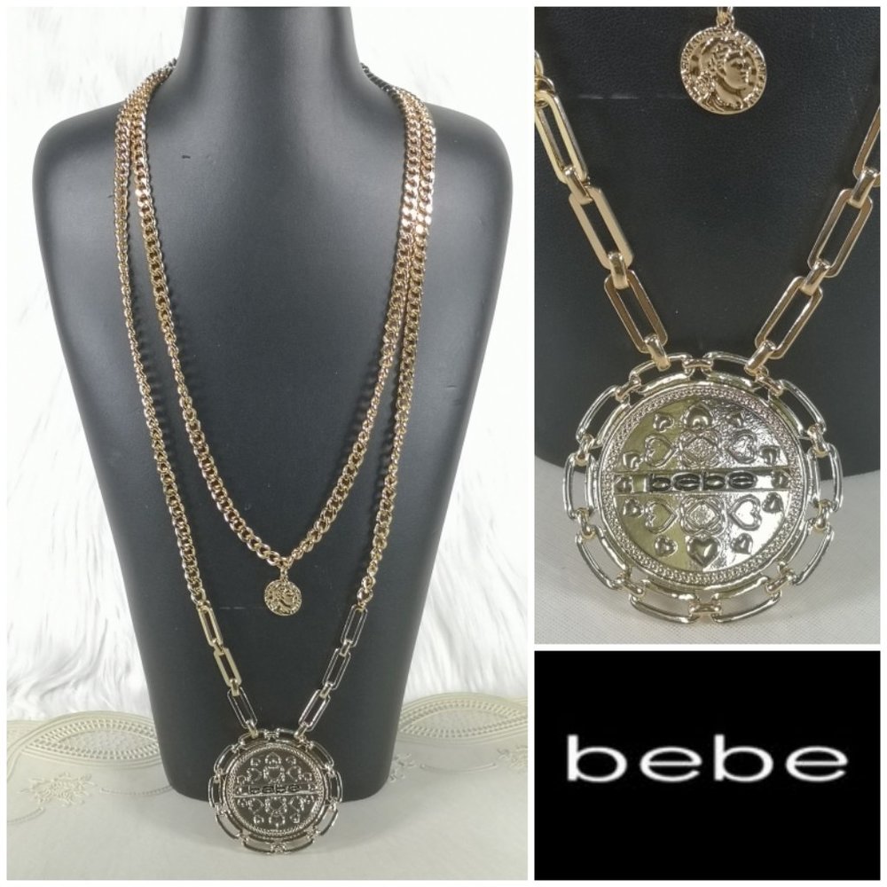 bebe Layers  Chain Gold Charm Necklace